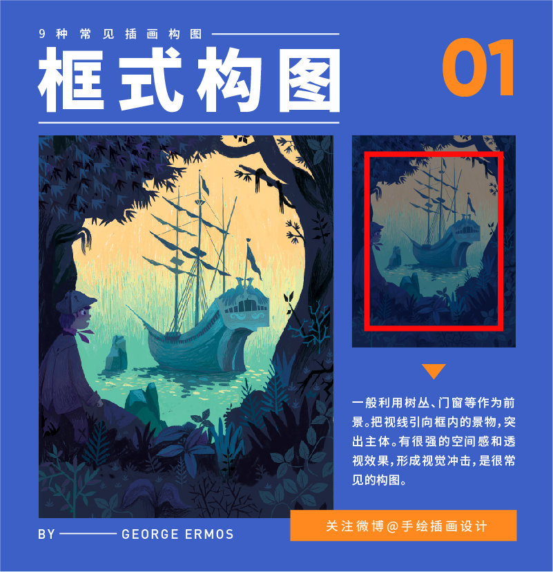 插画设计中常见的九种构图技巧，都在这里了！