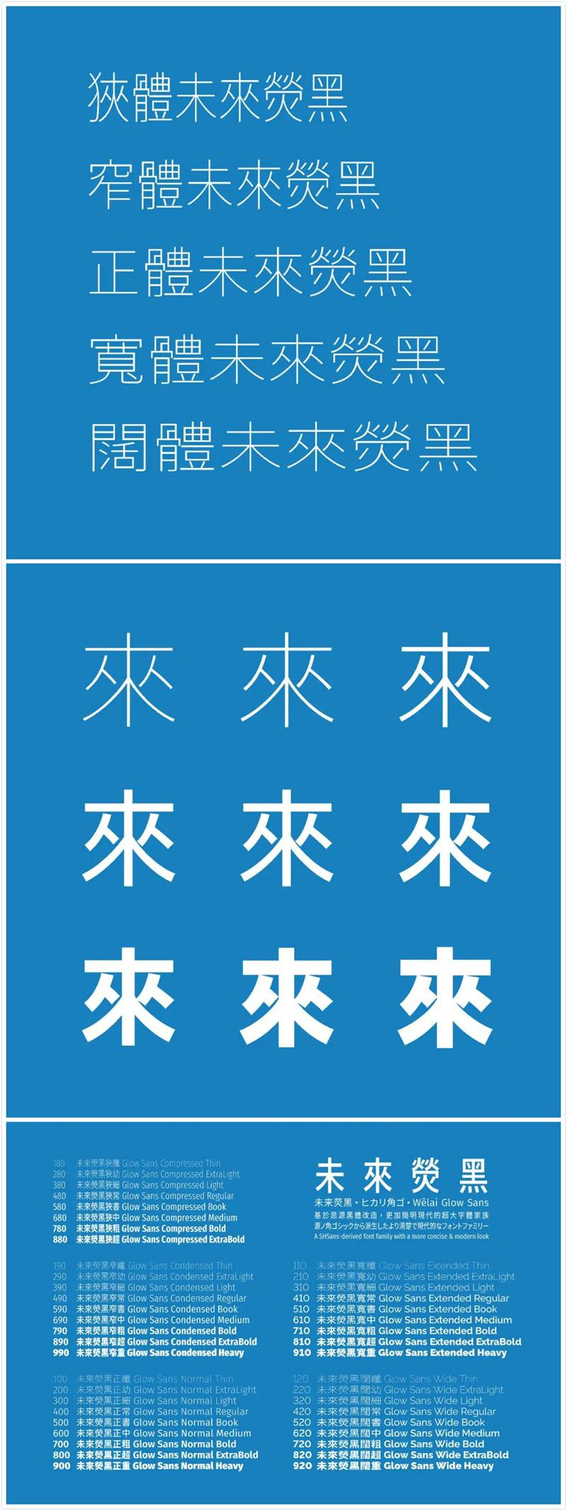 免费商用字体「未来荧黑」开放下载!5种字宽+9种字重超好用!
