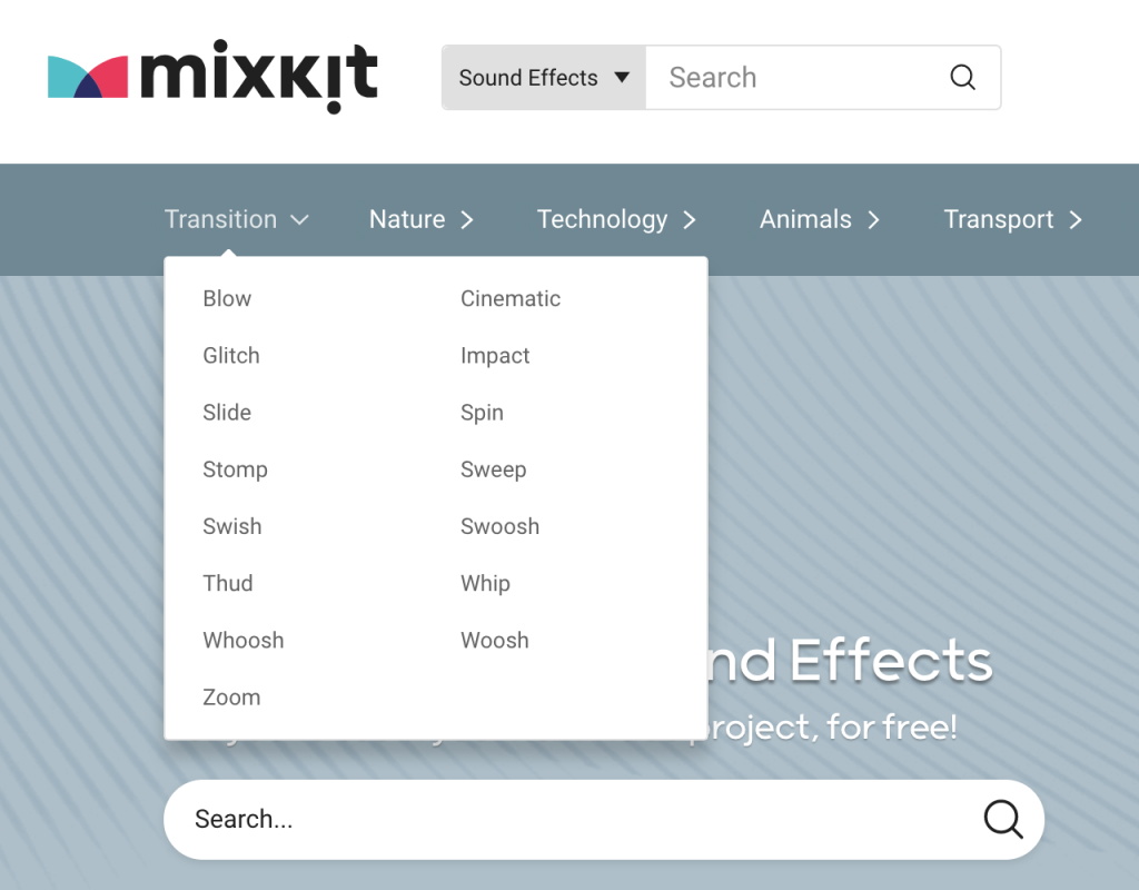 Mixkit 推出新网站!超多音效素材免费下载可商用!
